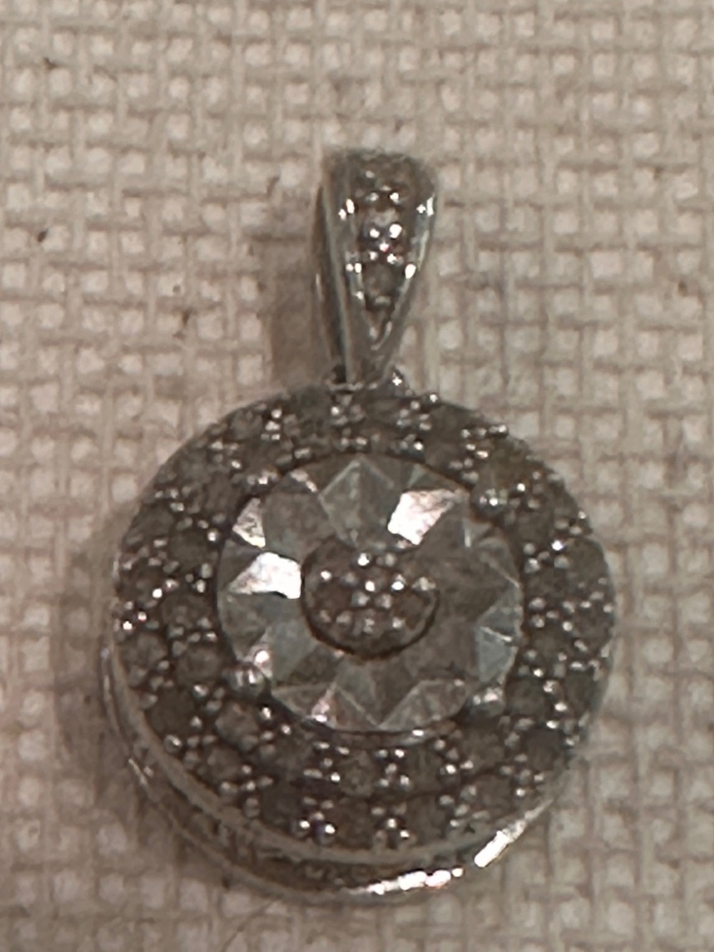 Sterling Silver Pave Crystal Sunburst Pendant (chain not included) - Picture 3 of 5